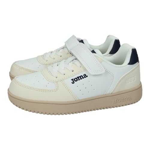 Joma JPIPES2503V Zapatillas Casual para niño Pipe con Cierre Adhesivo, diseño Blanco y Azul Marino NIÑO Zapatillas Blanco-Marino 35