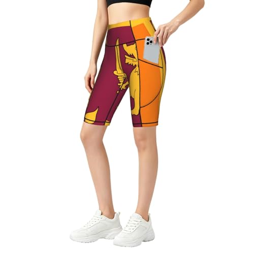 Short de yoga femme taille haute entraînement running avec poches