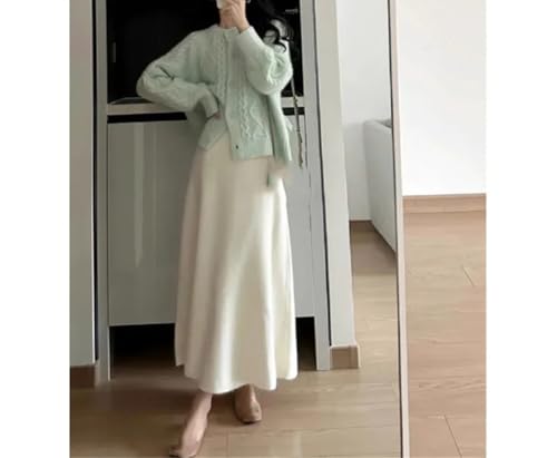 Yeuyyben Winter Knitted Midi Skirt Women's Fashion A- Line Slim Fit Half-Length Skirts Large Flounce Design4