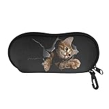 UOIMAG Brillenetui, tragbar, weich, mit Reißverschluss, für Sonnenbrillen, Aufbewahrungstasche für Damen, Herren, Jungen, Mädchen, katze, One size