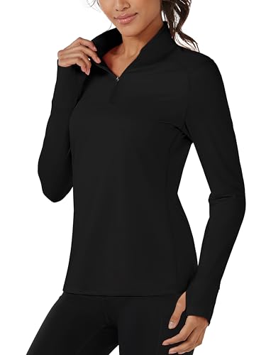 Tacvasen TAC-2017-AT23W4117-BLACK-XL Women'S Golf Shirt Long Sleeves Workout Tops For Women 1/4 Zip Pullover Fleece Lined Sweatshirt Black,L cover