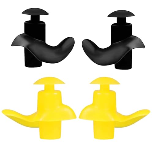 Image of Silicone Earplugs for Swimming Bathing and Sleeping, Professional Noise Reduction Reusable Silicone Swim Earplugs for Adult Swimmers Children Diving (2 Pair) (Black Yellow)