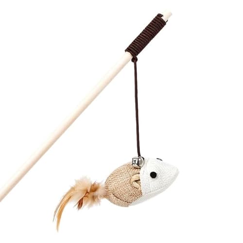 Image of Cat and Dog Playing Stick |Durable Dog and cat Teaser Playing Stick with Interactive Feather| Non- Slip and Non Toxic Durable Teasing Wand Toy with Rope (Multi)