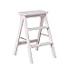 AGWa Klappbare Stufenleiter 3 Stufen Holzleiter Fischgrätenmuster Küche Massivholzstuhl, 3 Farben Optional, 39X20X64Cm Treppenhocker,Weiß