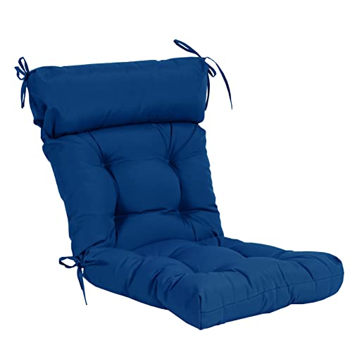 Image of QILLOWAY Outdoor Rocking Chair Cushions Set of 2, 100% Polyester Waterproof Patio Rocking Chair Cushion, High Back Weatherproof Chair Pad for Adirondack & Outdoor Furniture, Royal Blue