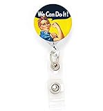Buttonsmith Rosie the Riveter Deluxe Retractable Badge Reel With Alligator Clip and Extra-Long 36 inch Standard Duty Cord - Made in the USA, 1 Year Warranty