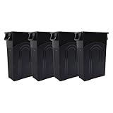 United Solutions Highboy Waste Container, 23 Gallon, Space Saving Slim Profile and Easy Trash Bag Removal, Indoor or Outdoor Use, Integrated Handles for Easy Carrying, 4-Pack, Black.