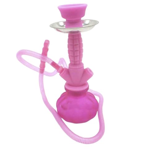 Horus Artesanía de Egipto CACHIMBA SHISHA NARGUILE PIPA DE AGUA de 27 cm, Mástil Inoxidable y lavable, para usar en cualquier lugar, Sin Nicotina (Rosa)