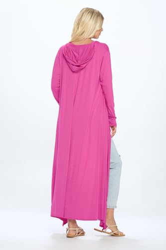 Image of Isaac Liev Women's Maxi Cardigan Casual Extra Long Open Front Floor Length Lightweight Duster Cardigans Womens with Hoodie