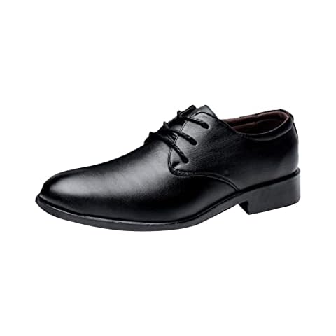 Mens Formal Shoes Plain Brogues Classic Lace-ups Pointed Oxfords Elegant Wedding Shoe Dress Derbys Men Office Monk Shoes Black Cover