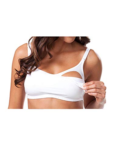 Loving Moments by Leading Lady Women's Nursing Cami/sc Bra with Lace Bra, Bright White, 2X