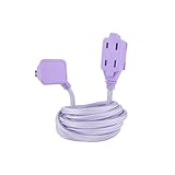 Globe Electric Designer Series 9-ft Fabric Extension Cord, 3 Polarized Outlets, Right Angle Plug, 125 Volts, Metallic Purple 22892