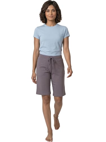Image of Enamor Mid Rise Knee Length Drawstring Closure City Shorts for Women - Slim Fit, Soft and Breathable Cotton - E044