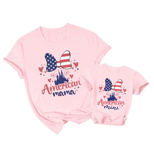 SUPEY Magical Family Vacation Shirts Americian Mommy and Me Flag Shirt 4th of July Baby Girl Outfit USA Short Sleeve Shirts