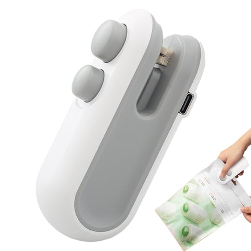 Sello De La Bolsa De Chip Con Cortador - Máquina Selladora De Calor Portátil, Almacenamiento De Alimentos Portátil Recargable USB Para Bolsas De Plástico | Herramienta De Sellado De Bocadillos