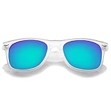 zeroUV - Matte Frosted Frame Reflective Colored Mirror Lens Horn Rimmed Sunglasses 54mm (Frost / Green Mirror)