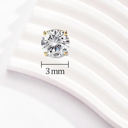 14K Gold Plated Solid 925 Sterling Silver Post Cubic Zirconia Stud Flat Back Earrings2