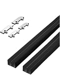 Binario for porta scorrevole in vetro da 5 mm - Binario scorrevole for mobile nero con rulli, kit for libreria, vetrina(220cm)