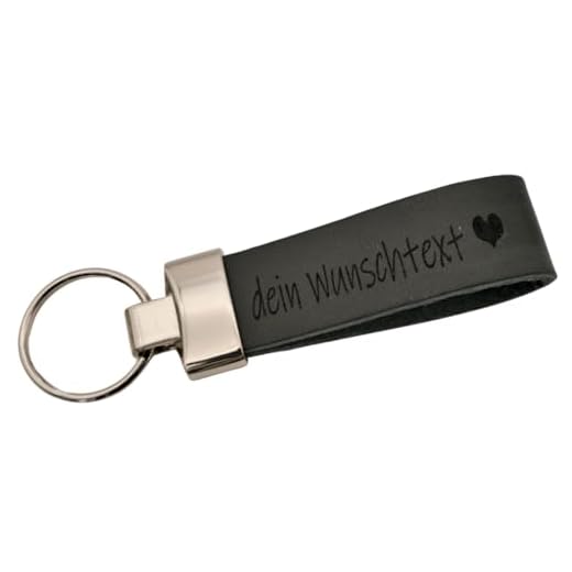 AnnaMatoni Schlüsselanhänger hochwertiges echt Leder mit Wunschgravur, individuelle Gravur - personalisiert Schlüsselbund - Geschenk für Männer Frauen - 100% Handmade in Germany (Schwarz 790)