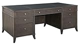 Hekman Furniture Urban Executive Desk - Leather Inlays Drop Front Keyboard Drawer Locking File Drawers Pull Out Writing Surfaces Hidden Storage Wire Management Best for Home & Office Décor