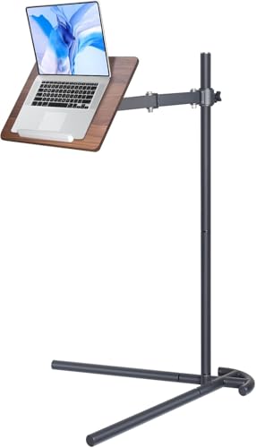 Coslony Adjustable Laptop Floor Stand for Bed and Couch, Premium Wood Laptop Tray & Book Stand for Reading, Ergonomic Bed Stand & Book Holder for Tablet/iPad - V-Shaped Base
