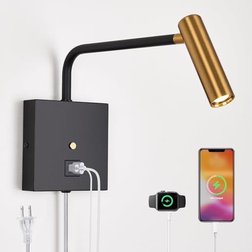 ZEROUNO LED Wall Lamp Wall Mounted Reading Lights, Dimmable Adjustable Headboard Plug in Wall Sconce...