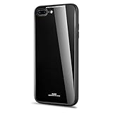 iPhone 8 Plus case, iPhone 7 Plus Case, (TPU + Glass) slim case, Shock Absorption Double Protection Case Cover for iPhone 8 Plus, iPhone 7 Plus – Black