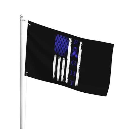 Nogxinri Colon Cancer Awareness American Flag Triple Layer Double Sided 2x3 Ft Flag Vivid Indoor Outdoor Banner With Grommets