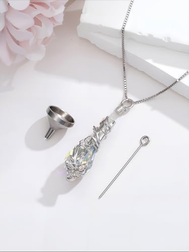 JKR Butterfly/Dragonfly/Ladybug/Bee/Hummingbird Urn Necklace for Ashes for Women Sterling Silver Teardrop Cremation Jewelry Memorial with Funnel Filler 5