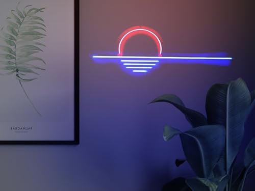 Image of LED Decorative Lights USB Mountains Sunrise Sunset Led Neon Signs Home Decoration Wall Art Holiday Gift Brightness Adjustable 16.5''x9.5''