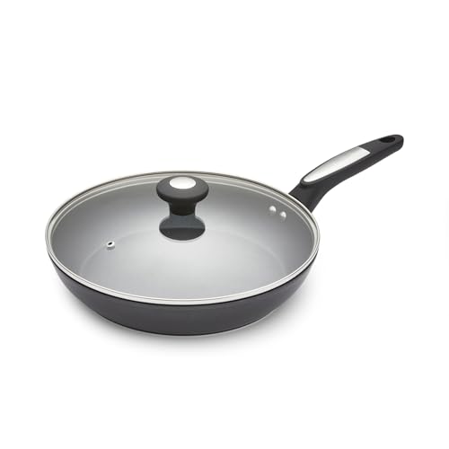 Morphy Richards Lidded Frying Pan Forged Aluminium Black Ceramica 28cm Non Stick Coating Soft Touch Handles Suitable for All Hobs Black 850700