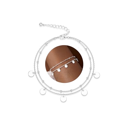 Image of FIOROYAL Silver Chain Bracelets for Womens Non Tarnish Adjustable Double Bracelet Dainty Stackable Cubic Zirconia Bracelets Hypoallergenic Friendship Bracelet Jewellery for Women Gifts spie