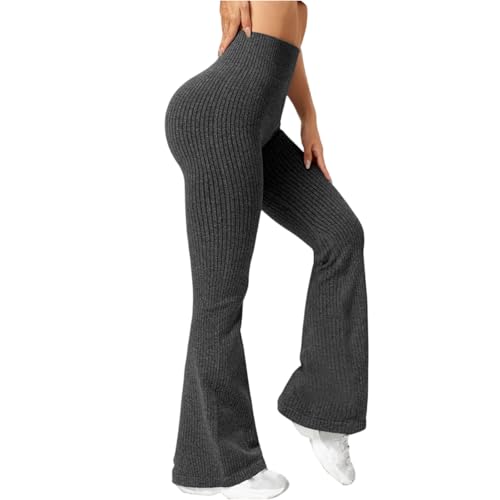 Flare Yoga Pants for Women Ribbed Knit Elastic...
