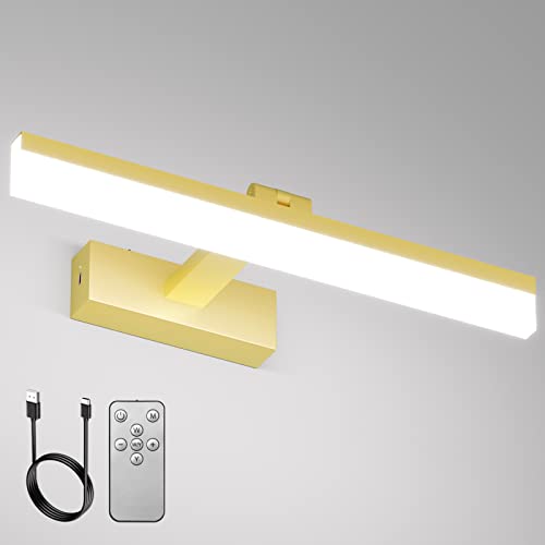 Batteriebetrieben zum Bemalen mit drehbarem Lampenschirm, goldfarben, schnurlos, Badezimmer-Licht, 3 Farbtemperaturanzeige, Wandkunst Cover