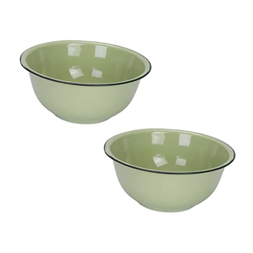 BEBEMOKO 2 cuencos esmaltados de estilo vintage retro esmaltados para sopa, ensalada y fideos, diseño profundo, 22 cm de diámetro, al azar