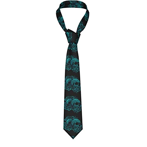 Cravate tour de cou pour homme - Motif tête de mort - Bouquet de fleurs et tête de mort