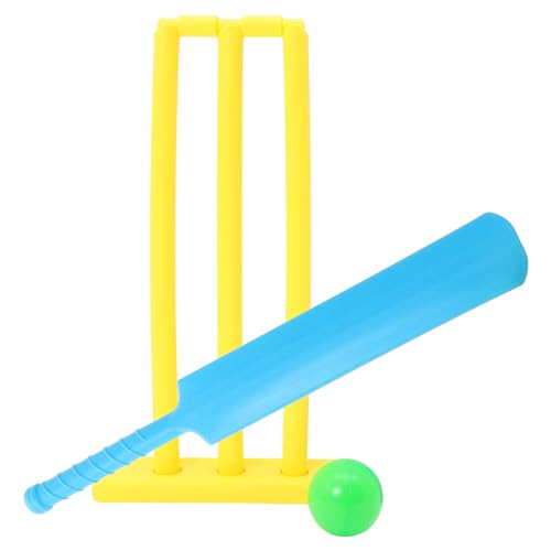 DECOMELODY Juego de Cricket Padres Juguetes Deportivos Creativos de Exterior Set Unisex Bate y Balones de Plástico Resistentes para Coordinación y Entretenimiento al Aire Color Aleatorio