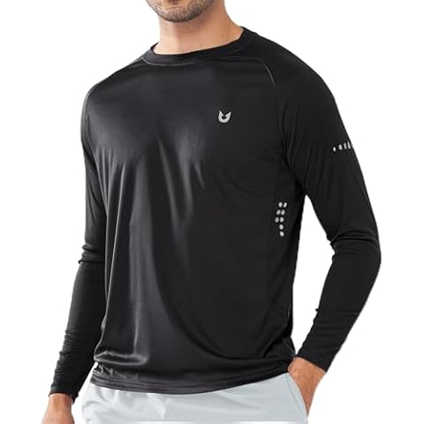 NORTHYARD Men's Sun Protection UPF 50+ Shirts Long Sleeve Running Workout Athletic Gym Shirt UV Swim Fish Rash Guard Hiking Black 2XL Cover
