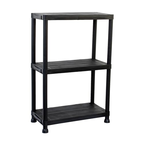 Oypla 3 Tier Black Plastic Heavy Duty Shelving Racking Storage Unit