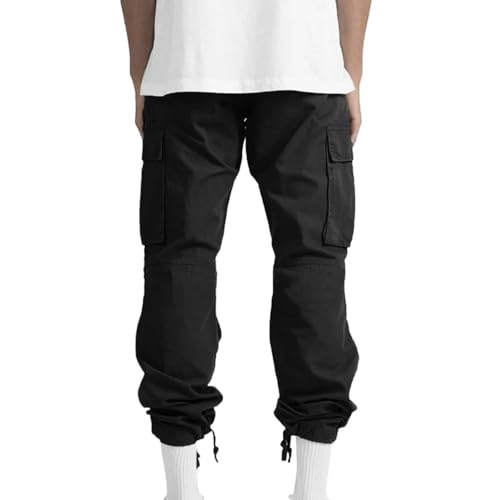 Baggy Cargo Pants Men Elastic Waist Drawstring Relaxed Fit Work Pants Casual Straight Leg Hiking Pant with Pockets4