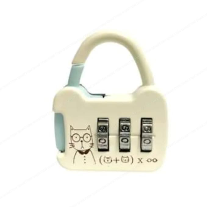 Image of SHAKTISM Mini 3-Digit Combination Lock, Multicolour Metal Padlock for Bags and Luggage, TSA Approved -1Pc Random Design Dispatched(Password Luggage Lock -D4)