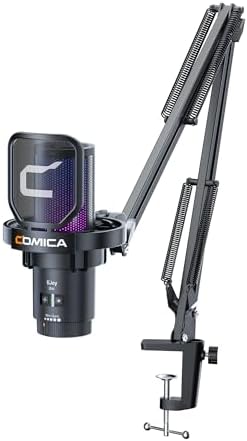 Microfone Condensador USB COMICA EJoy Uni com Braço RGB para PC, ...