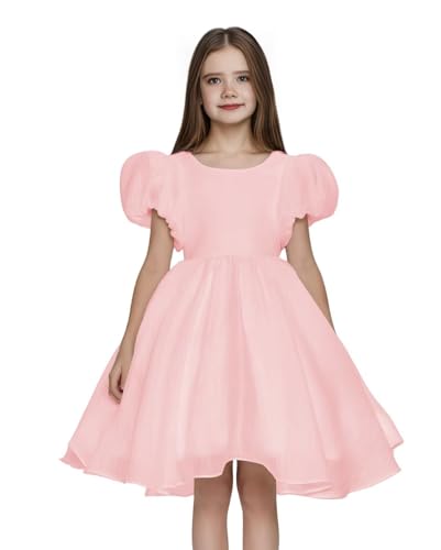 Toddler Flower Girl Dresses for Wedding Tulle Puff Sleeve Prom Ball Gown for Girls Short Formal Party Dress