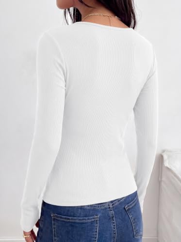 Ekouaer Long Sleeve Shirts for Women Ribbed Top Slim Fit Thermal Undershirt - image 5