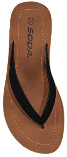 Soda ELLA-S Shoes Women Flip Flops Basic Plain Slippers Thongs Sandals Strap Casual Beach Ella-S,Black,7.5 thumb #1