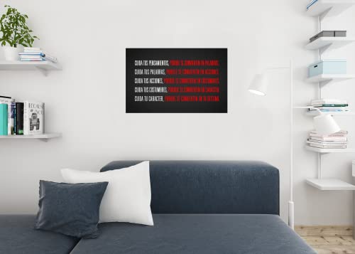 Image of Watch Your Thoughts Spanish Quote Motivational En Espanol Cuida Tus Pensamientos Classroom Inspirational Teamwork Inspire Quotation Gratitude Positivity Support Cool Wall Art Print Poster 36x24