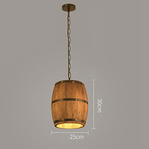 Lámpara de techo vintage E27 de barril de madera para restaurante loft y cafetería 6