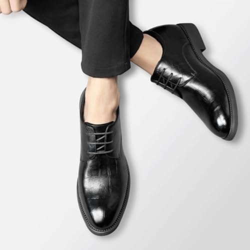 Men's 6cm Invisible Height Increasing Elevator Shoes Dress Oxford Formal Shoes for Men Lace Up Round Toe Genuine Leather Solid Color Shoes Anti-slip Low Top Non Slip Resistant Party4