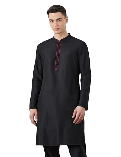 Image of Amazon Brand - Symbol Men Festive Solid Long Kurta (Regular Fit)