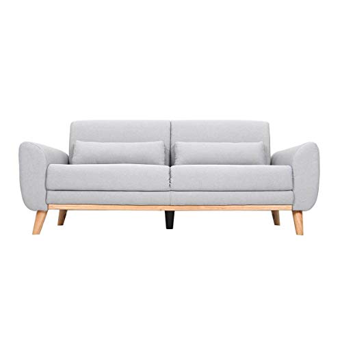 Miliboo Canapé scandinave 3 Places en Tissu Gris Clair et Bois Clair EKTOR